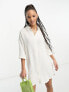 Фото #1 товара Vero Moda textured oversized shirt dress in white