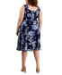 Фото #2 товара Plus Size Printed Ruched-Bodice Sleeveless Dress