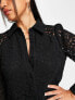 Фото #3 товара Whistles button up mini shirt dress in black lace