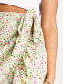 Vero Moda wrap front midi skirt in green florals