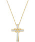 Macy's diamond Double Heart Cross Pendant Necklace (1/10 ct. t.w.) in 14k Gold-Plated Sterling Silver