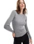 New Look crew neck knitted top in mid grey