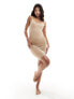 Pieces seamless bodycon shaping dress in beige