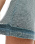 Pull&Bear linen look crinkle texture short in washed blue