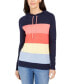 Charter Club Women's Striped Hooded Sweater Intrepid Blue Red Combo L