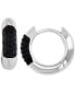 ფოტო #1 პროდუქტის Black Spinel Wide Width Small Huggie Hoop Earrings (1/2 ct. t.w.) in Sterling Silver, 0.55"