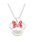 ფოტო #1 პროდუქტის Minnie Mouse Womens Silver Plated Birthstone Shaker Necklace - 18+2''