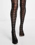 My Accessories London sheer tights in black with heart print