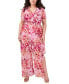 ფოტო #1 პროდუქტის Plus Size V-Neck Floral-Print Chiffon Jumpsuit