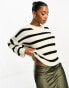 JDY knitted crew neck jumper in cream stripe