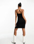 JDY cross back mini dress in black