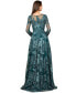 Women's Long Sleeve, Illusion Neck Gown