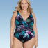 Фото #1 товара Women's UPF 50 Waist Detail Over the Shoulder One Piece Swimsuit - Aqua Green