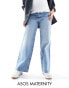 ASOS DESIGN Maternity wide leg dad jeans in mid blue