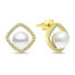 Timeless gold-plated earrings with pearl and zircons EA785Y