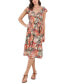 Women's Petite Printed Flutter-Sleeve V-Neck Dress