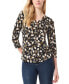 Фото #2 товара Petite Floral-Print 3/4-Sleeve Top