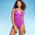 Фото #1 товара Women's Ribbed Triangle One Piece Swimsuit - Shade & Shore Purple S