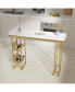 55.1" Modern Straight Bar Table With Shelves In& Gold