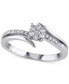 ფოტო #1 პროდუქტის Diamond Cluster Swirl Engagement Ring (1/5 ct. t.w.) in 14k White Gold