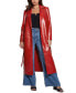 ფოტო #6 პროდუქტის Women's Faux-Leather Belted Trench Coat