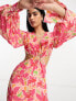 Фото #1 товара Pretty Lavish cut-out maxi dress in pink lily print