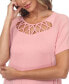 ფოტო #4 პროდუქტის Women's Crisscross Cutout Short Sleeve Top