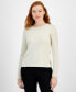 ფოტო #1 პროდუქტის Women's Textured-Sleeve Metallic-Knit Sweater