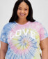 ფოტო #3 პროდუქტის Trendy Plus Size Love Tie-Dye Graphic T-Shirt