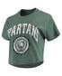 Фото #2 товара Women's Green Michigan State Spartans Edith Vintage-Like Burnout Crop T-shirt