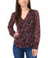 ფოტო #1 პროდუქტის Petite Floral-Print Puffed-Shoulder Top