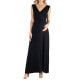 V Neck Sleeveless Maternity Maxi Dress with Belt