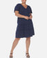 Фото #1 товара Plus Size Short Sleeve V-neck Tiered Midi Dress