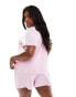 Loungeable Curve jersey short sleeve shirt & shorts pyjama set in pink Розовый, 52 - фото #3