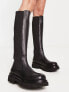 Фото #3 товара NA-KD leather chunky knee boots in black