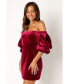 ფოტო #3 პროდუქტის Womens Dali Off Shoulder Velvet Mini Dress