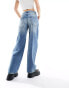 ASOS DESIGN barrel leg jean in mid blue Голубой, W25 L32 - фото #4