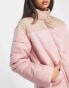 Фото #8 товара Wednesday's Girl high neck puffer jacket in pink contrast