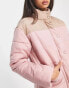 Wednesday's Girl high neck puffer jacket in pink contrast