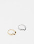 Фото #2 товара ASOS DESIGN pack of 2 molten rings in mixed metal design