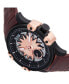 ფოტო #2 პროდუქტის Men Solstice Automatic Semi-Skeleton Leather Strap Watch - Dark Brown/Rose Gold