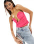 ONLY ruched detail bandeau top in bright pink