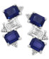 ფოტო #3 პროდუქტის EFFY® Blue Sapphire (1-1/2 ct. t.w.), White Sapphire (1/2 ct. t.w.) & Diamond (1/20 ct. t.w.) Emerald-Cut Stud Earrings in Sterling Silver