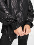 Фото #5 товара Glamorous oversized shirt in matte black sequin co-ord