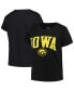 ფოტო #1 პროდუქტის Women's Black Iowa Hawkeyes Plus Size Arch Over Logo Scoop Neck T-shirt