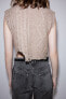 Cropped knit vest with rhinestones