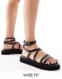 Фото #1 товара Truffle Collection wide fit ankle strap sandal in black