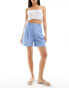 Stradivarius linen look short in blue BLAU, 36 - фото #1