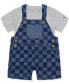 Фото #2 товара Baby Boys Short-Sleeve Heather T-Shirt & Printed Shortall, 2 Piece Set