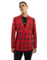 Фото #1 товара ASOS DESIGN slim double breasted low break blazer in red tartan